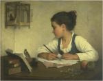 Painting titled "Children Writing in Books"