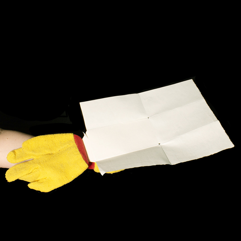 A book with gloves as covers