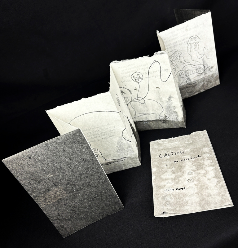 Black and grey accordion book