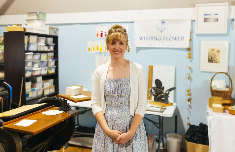 Kimberly Obee smiling in her studio.