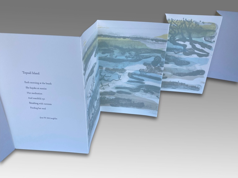 Accordion folded book, letterpress printed.