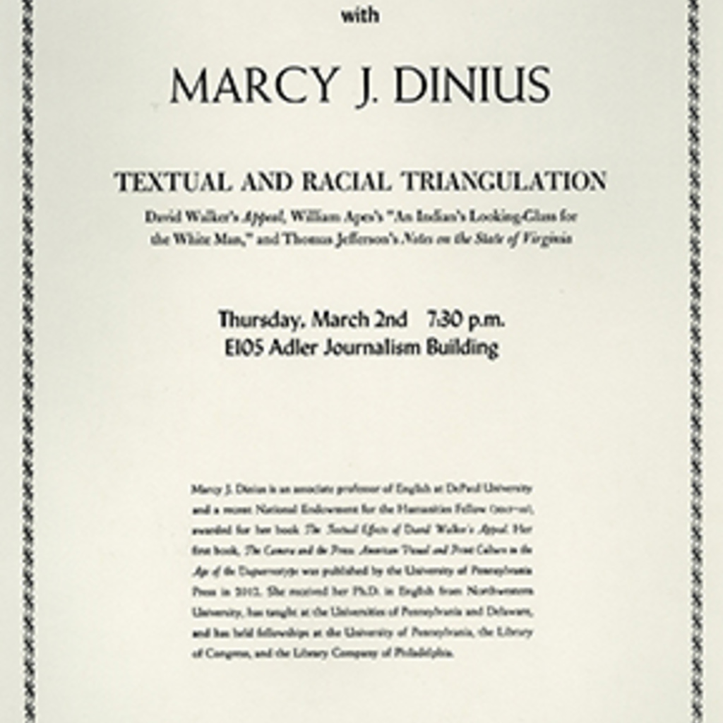 Brownell Lecture on the History of the Book with Marcy Dinius promotional image