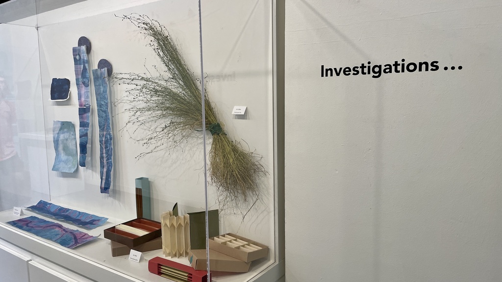 Photo of student exhibit currently up in the Merker Gallery